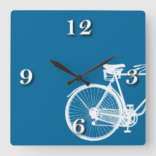 Horloge Carrée Bleu cercle