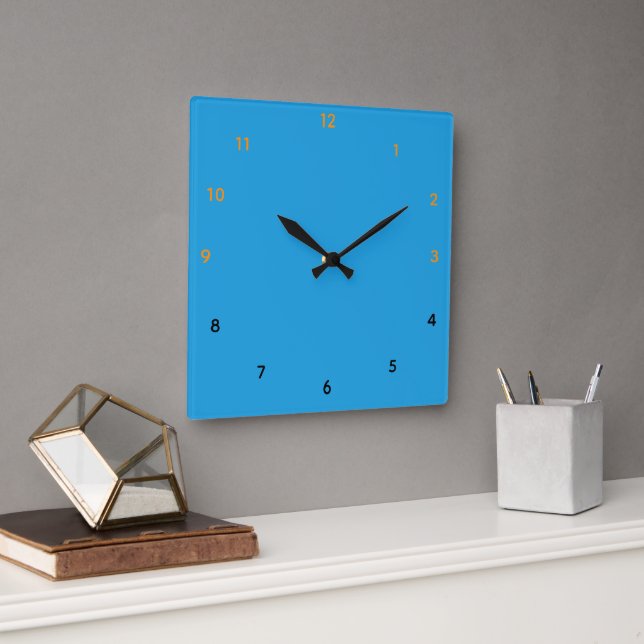 Horloge Carrée Bleu Céruléen (Bureau)