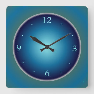 Horloge Carrée Bleu clair clair/Vert>Horloge murale