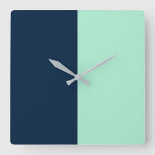 Horloge Carrée Bleu de marin et menthe