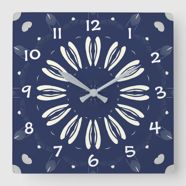 Horloge Carrée Bleu et blanc (Recto)