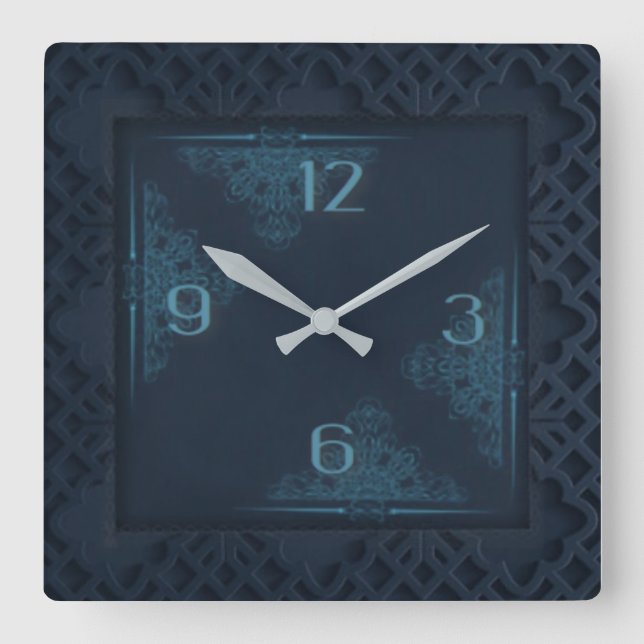 Horloge Carrée Bleu foncé (Recto)