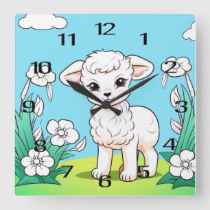 Horloge Carrée Bleu Mur de canard