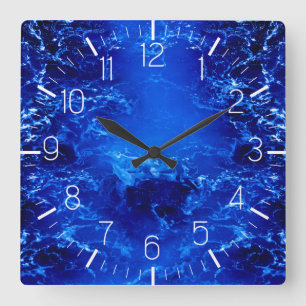 Horloge Carrée Bleu Ocean Clock