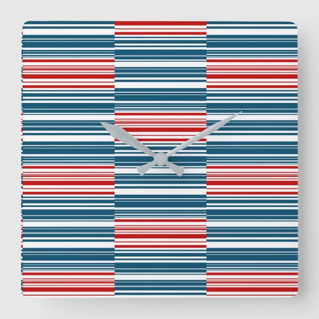 Horloge Carrée Bleu rouge Blancs (Recto)