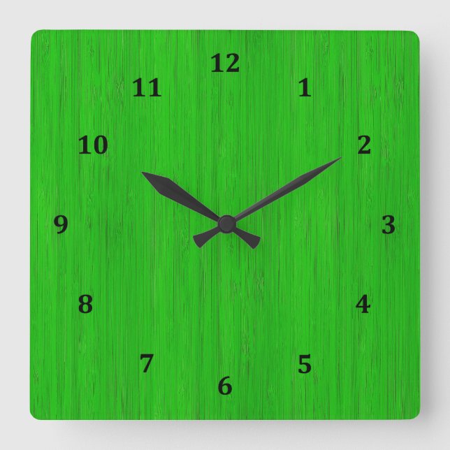 Horloge Carrée Bleu vert bambou apparence de grain de bois (Recto)