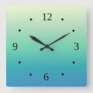 Horloge Carrée Bleu Vert dégradé Littoral minimal