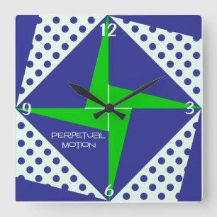 Horloge Carrée Bloc bleu n vert perpetual motion Quilt