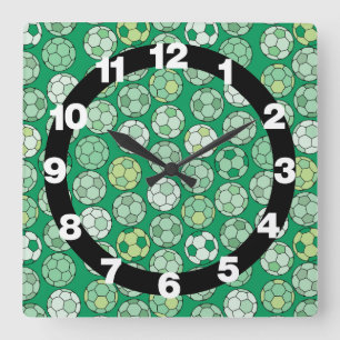 Horloge Carrée Bloc d'horloge Green Wall Soccer Balls