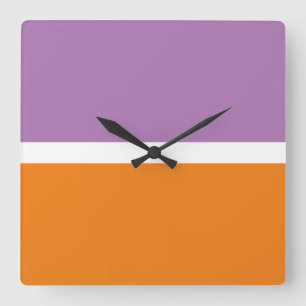 Horloge Carrée Blocs de couleurs violet orange violet pour Lavand
