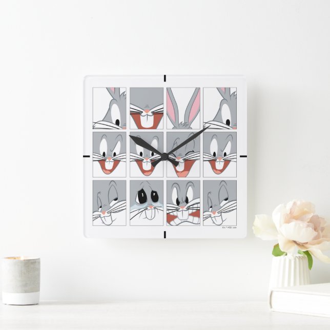 Horloge Carrée Blocs d'expression BUGS BUNNY™ (Maison)