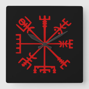 Horloge Carrée Blood Red Vegvísir (Viking Compass)