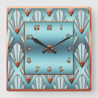 Horloge Carrée Blue and Copper