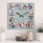 Horloge Carrée Blue beach Driftwood Planks Rustic Nautical<br><div class="desc">Easily create your own personalized blue rustic driftwood planks lake house wall clock with your custom The template uses a photo filtre to create a more coordinated look. Pour les meilleurs résultats,  crop the images to square - with the focus point in the center - before uploading.</div>