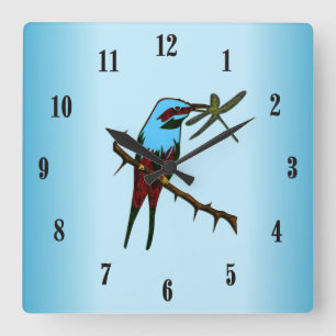 Horloge Carrée Blue Bird