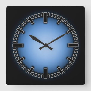 Horloge Carrée Blue Black Fade Numberless Wall Clock