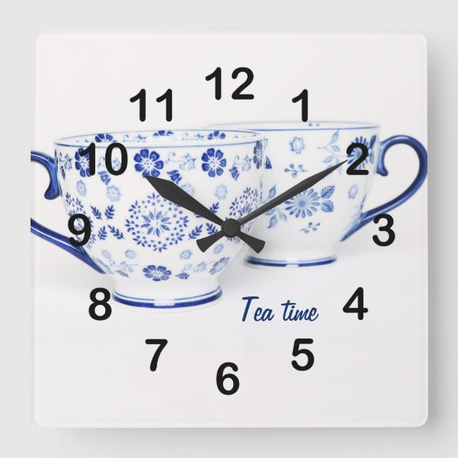 Horloge Carrée Blue Elegant classic tea cup (Recto)