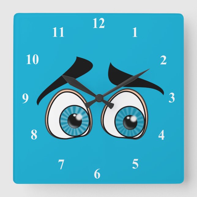 Horloge Carrée Blue Eyes Wall Clock Curious (Recto)