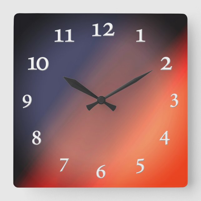 Horloge Carrée Blue, gray and red gradient. ombre. Square Wall Cl (Recto)