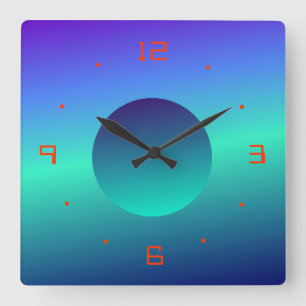 Horloge Carrée Blue Green Moon Illuminé Design>Horloge murale