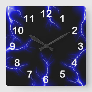 Horloge Carrée Blue Lightning