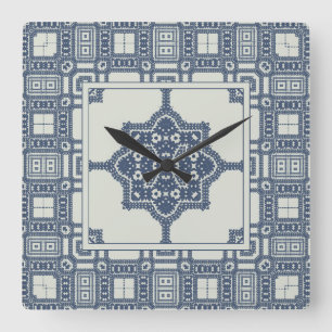 Horloge Carrée Blue Moroccan