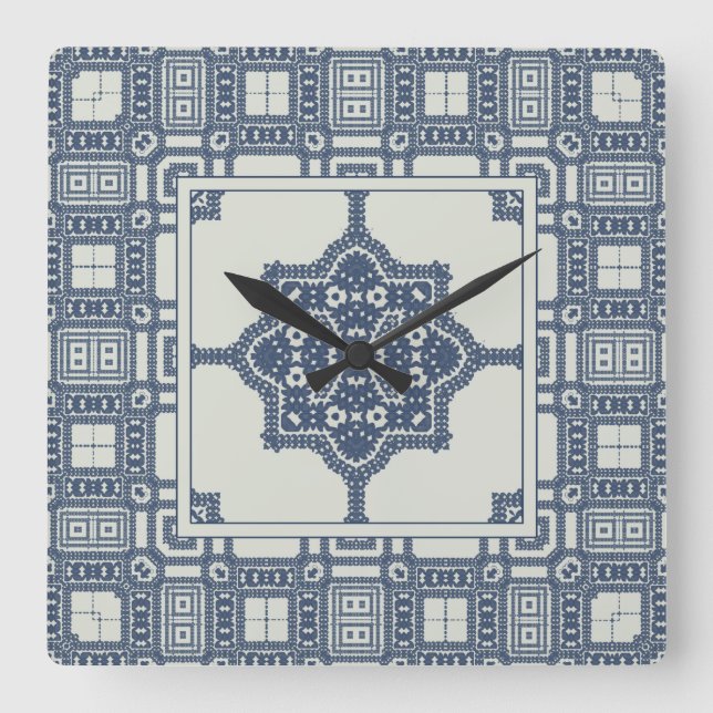 Horloge Carrée Blue Moroccan   (Recto)