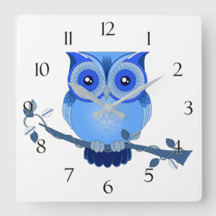 Horloge Carrée Blue Owl Clock