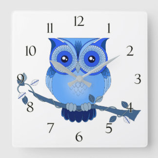 Horloge Carrée Blue Owl Clock