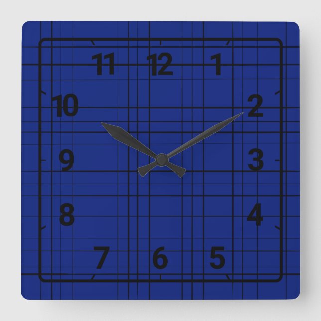 Horloge Carrée Blue plaid pattern (Recto)