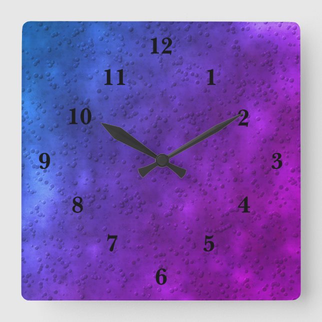 Horloge Carrée Blue puple pink marble , rainbow (Recto)