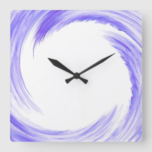 Horloge Carrée Blue Purple Swirl Abstract