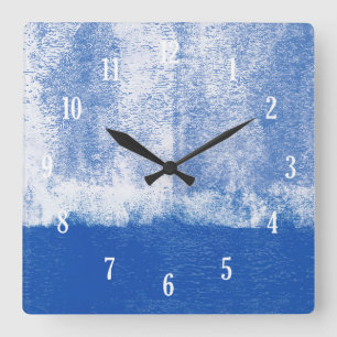 Horloge Carrée Blue rolled paint clock