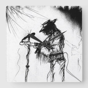 Horloge Carrée Blues Music Guitariste et orchestre sur scène