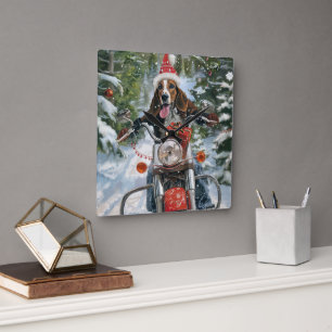 Horloge Carrée Bluetick Coonhound Dog équitation Motorcycle Noël