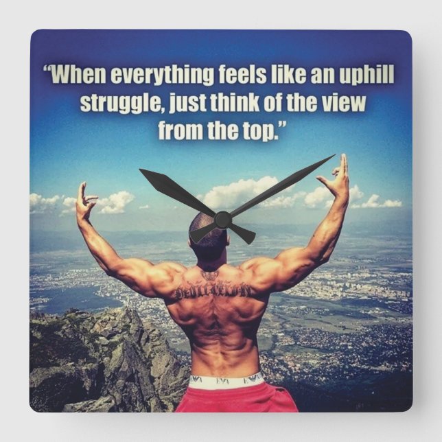 Horloge Carrée Bodybuilding Fitness Gym Entraînement Motivation (Recto)