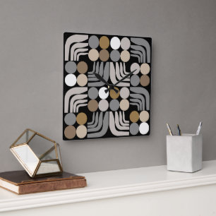 Horloge Carrée Bohème Noir Gris