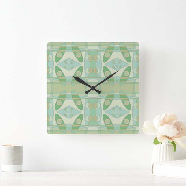 Horloge Carrée Bohemian Chintz New Green Olive (Maison)