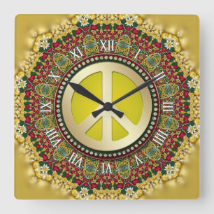 Horloge Carrée Boho Holiday Dreams PEACE Satin Lace Mandala