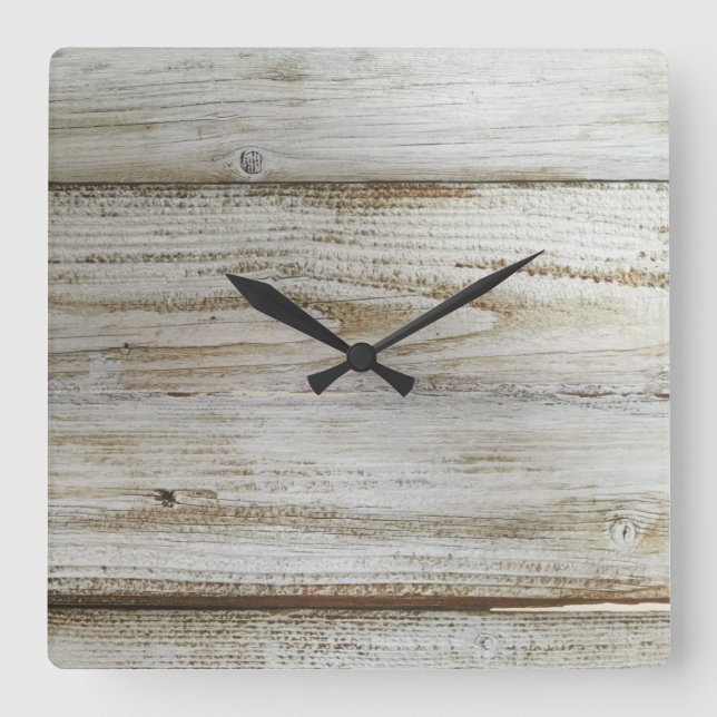 Horloge Carrée Bois blanc (Recto)