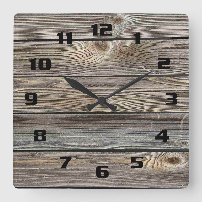 Horloge Carrée Bois d'aspect authentique (Recto)