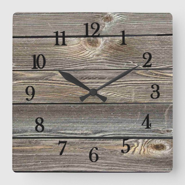 Horloge Carrée Bois d'aspect authentique (Recto)