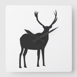 Horloge Carrée Bois de cerf faune cervidés