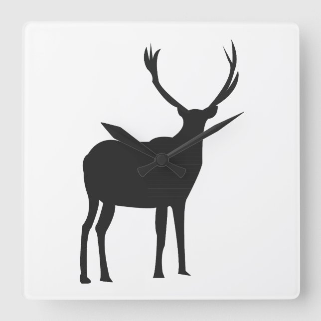 Horloge Carrée Bois de cerf faune cervidés (Recto)