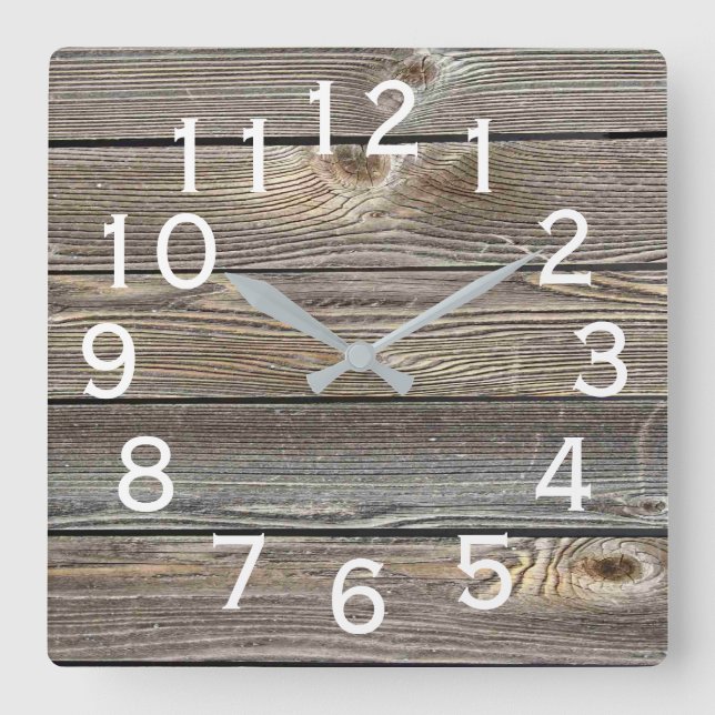 Horloge Carrée Bois de grange rustique d'aspect authentique magni (Recto)