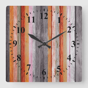Horloge Carrée Bois de vintage colors #9