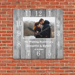 Horloge Carrée Bois gris déprimé 5 ans Photo<br><div class="desc">Rustic wood wall clock personalized with photo makes a perfect venft for 5 year anniversary Personalize with couple name and year. Le milestone 5th anniversary vend des toxines traditionnelles.</div>