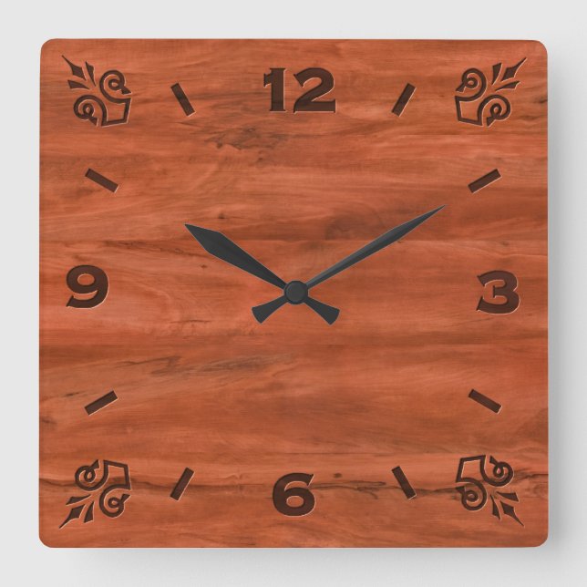 Horloge Carrée Bois incrusté (Recto)