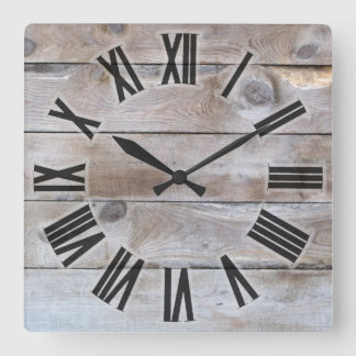 Horloge Carrée bois patiné