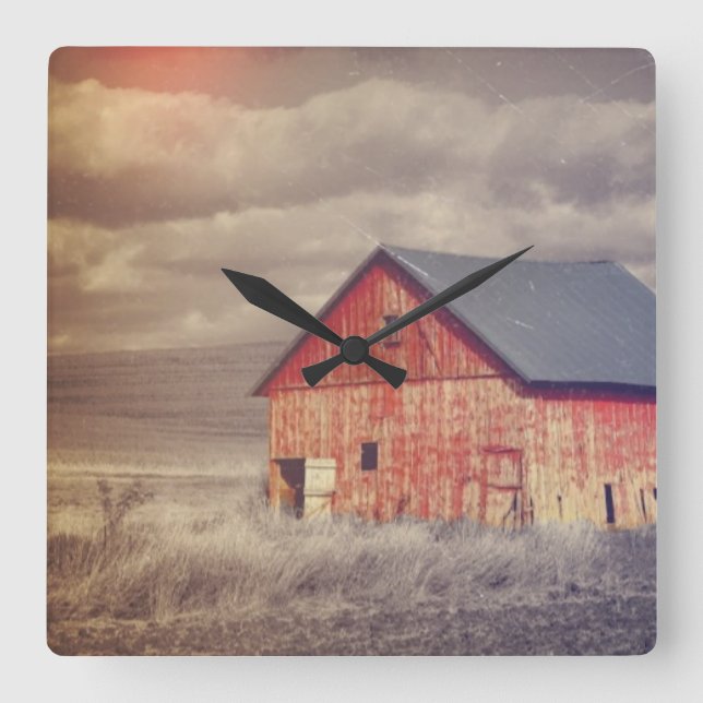 Horloge Carrée Bois primitif ferme de l'Ouest du pays Red Grange (Recto)